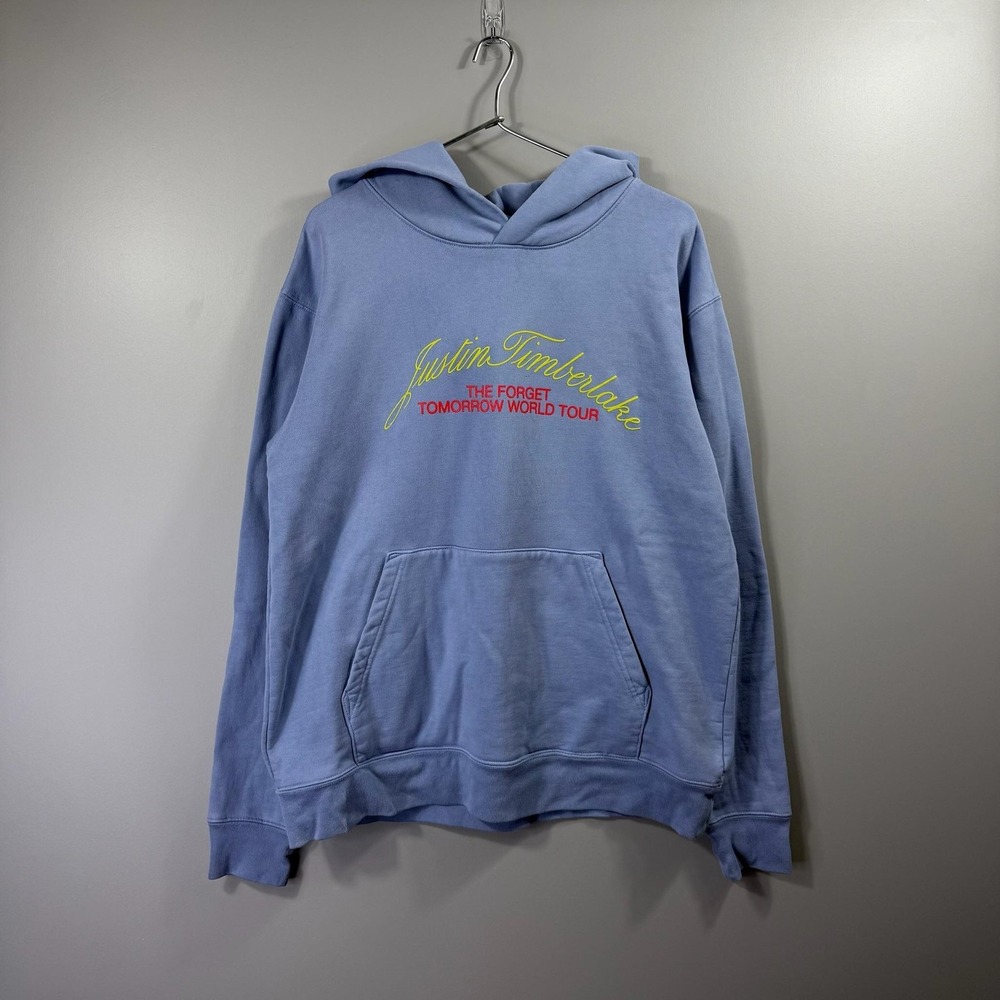 Justin Timberlake Hoodie Womens Medium Blue Forget Tomorrow World Tour